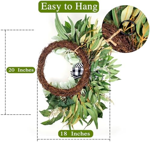 Artificial Lambs Ear Wreath for Front Door Year Round