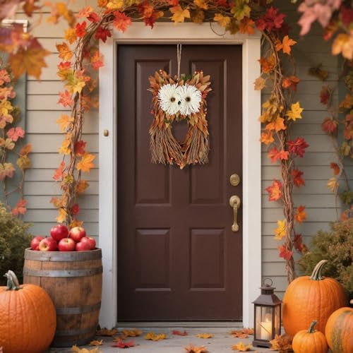 Winemana Fall Wreath with Owl and Berries