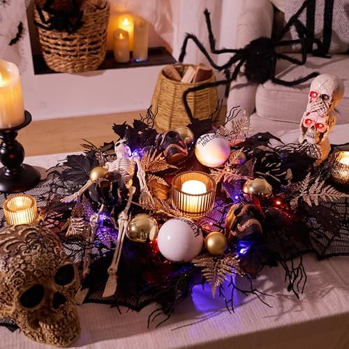 DecorbyHannah Collapsible Halloween Door Wreath with LED Light