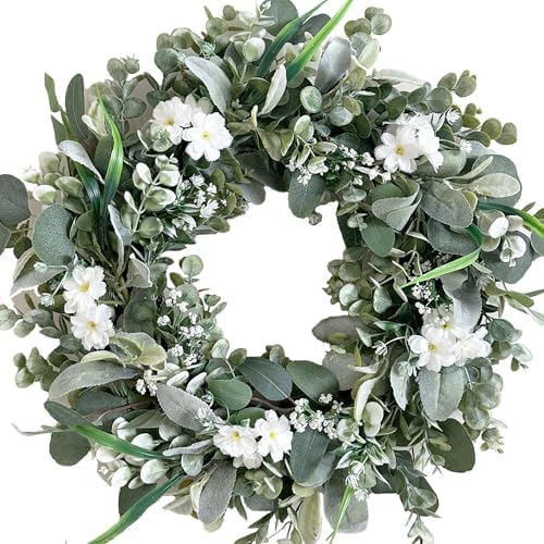 24 Inch Spring Lamb Ear Green Wreath for Front Door