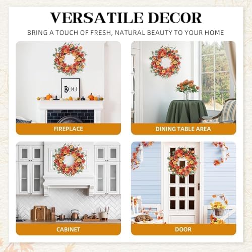Hometrance 22 Inch Autumn Wreath for Front Door