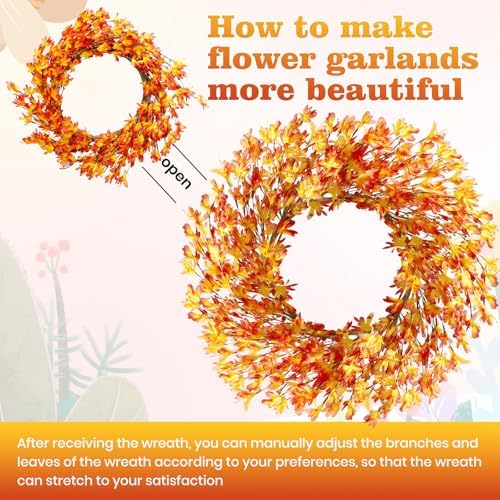 20 Inch Artificial Forsythia Flower Wreath Orange