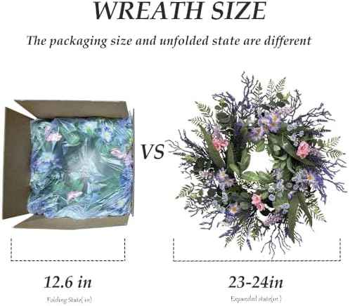 24 Inch Purple Front Door Wreath with Eucalyptus and Lavender