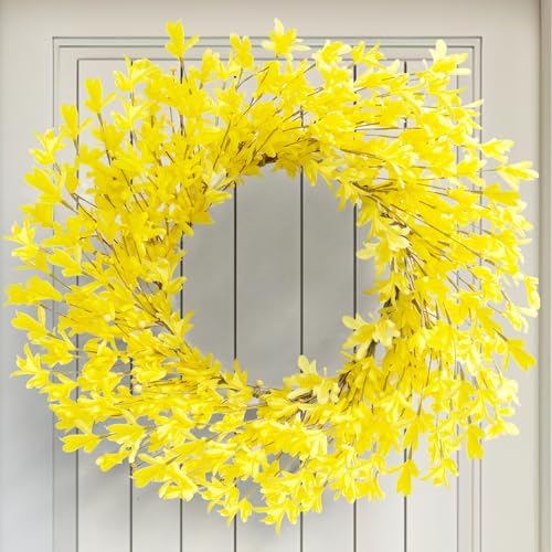 20 Inch Artificial Forsythia Flower Wreath Yellow Decor