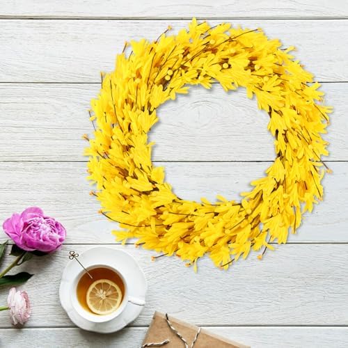 20 Inch Artificial Forsythia Wreath Yellow
