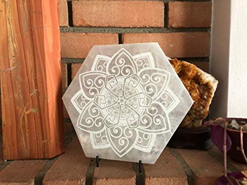 Etched Selenite Charging Plate 8 Inches