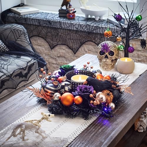 Valery Madelyn 18 Inch Halloween Wreath with Lights for Front Door