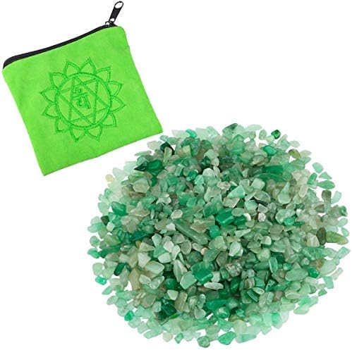 Rockcloud Green Aventurine Tumbled Stones with Chakra Bag