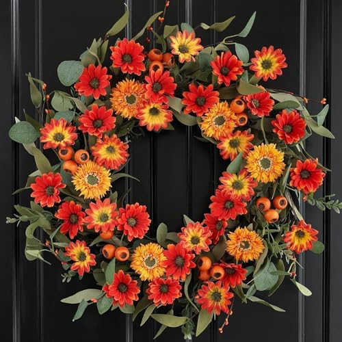 Hometrance 22 Inch Autumn Wreath for Front Door