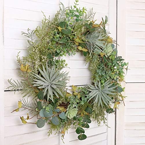 Idyllic 22 Inch Artificial Succulents Wreath for Front Door