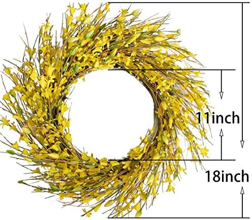 Bibelot 18 Inch Artificial Forsythia Wreath Yellow
