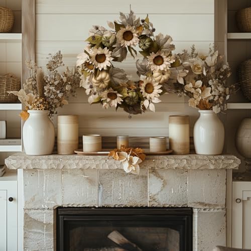 20 Inch Fall Wreath for Front Door Decor