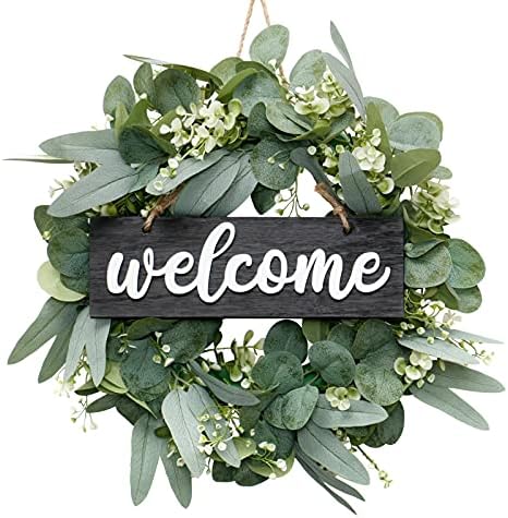 Dremisland 18 Inch Green Eucalyptus Wreath for Front Door