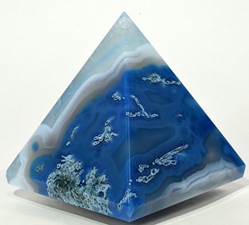 HC Set Dyed Blue Agate Pyramid and Clear Quartz Cabochon
