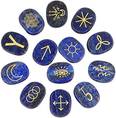 Lapis Lazuli Crystal Bundle with Witches Runes and Chakra Pyramid Stone