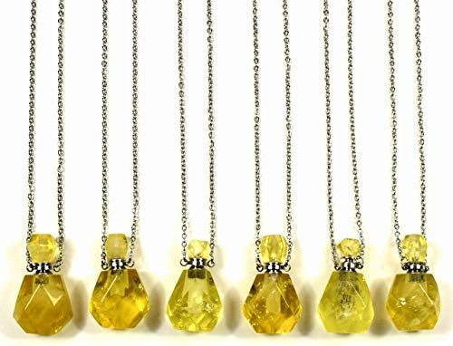 33mm Golden Citrine Mini Perfume Carved Bottle with Chain