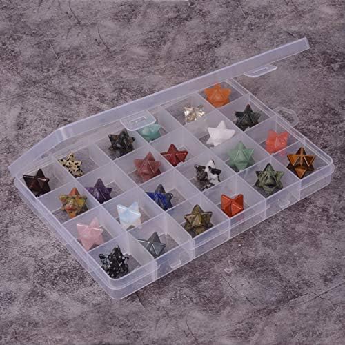 24pcs Multi-Color Carved Merkaba Star Healing Stones