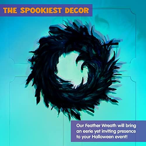 JOYIN 135 Inch Black Feather Halloween Wreath