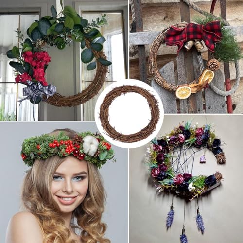 7pcs 10 Inch Natural Rattan Wreath for Home Decor