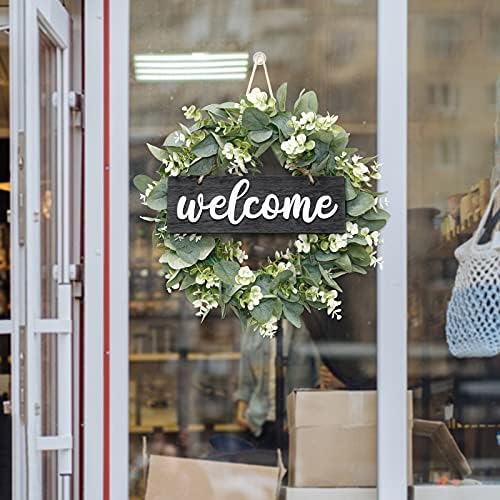 Dremisland 16 Inch Eucalyptus Wreath with Welcome Sign