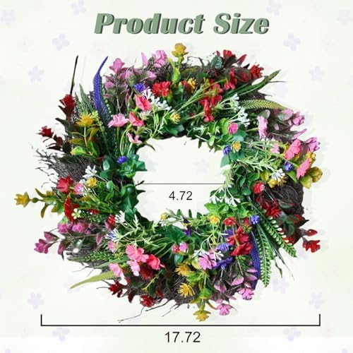 Artificial Spring Wreath with Lavender and Daisy 18 Inches