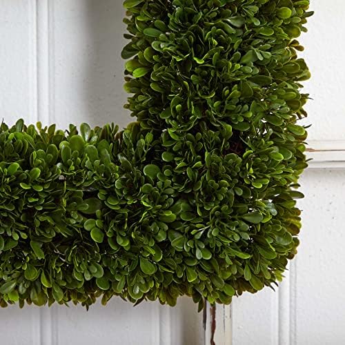Nearly Natural 17 Inch Tea Leaf Square Wreath Artificial Plant Green