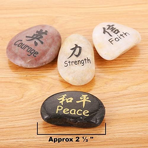 ROCKIMPACT Inspirational Kanji Engraved Stones Set of 16