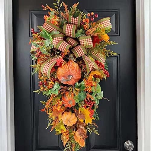 Fall Swag Front Door Wreath - Autumn Thanksgiving Decor
