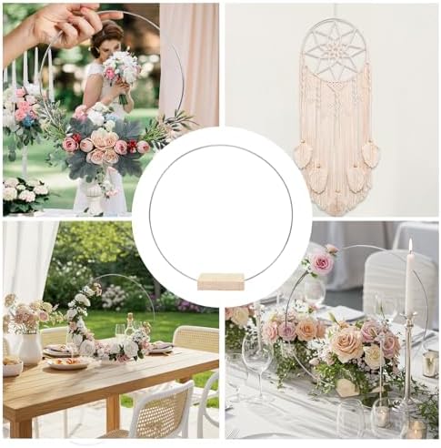 25PCS 12 Inch Silver Metal Wreath Centerpieces with Stand