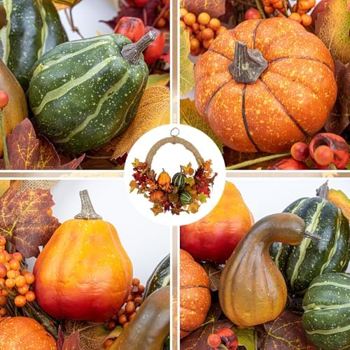LLZLL 20 Inch Autumn Wreath with Pumpkins Berries Leaves