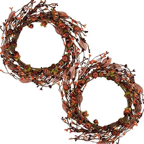 Idyllic Mini Pumpkin Berry Wreath Front Door 12 Inch 2 Pack