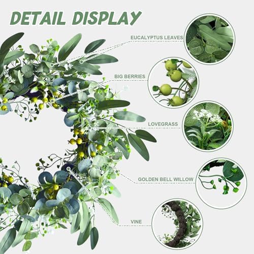 Eucalyptus Wreath for Front Door 20 in All Seasons