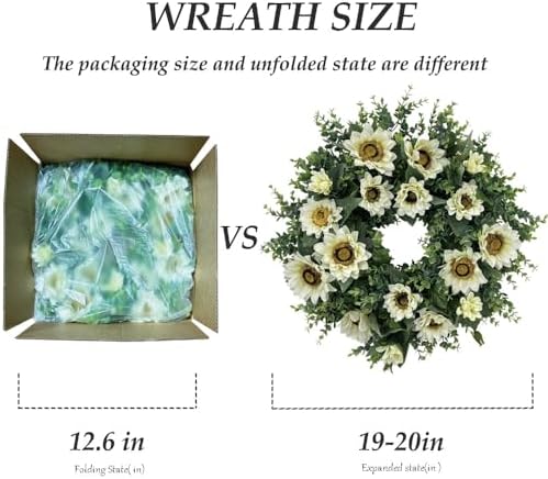 20 Inch Artificial Sunflower Wreath for Front Door