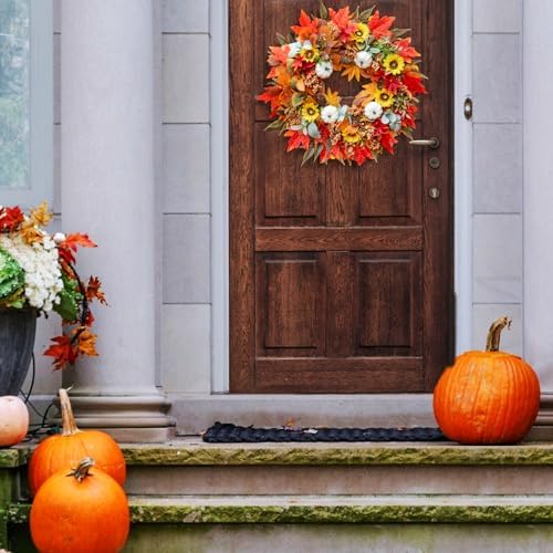 Pinkpuii 24 Inch Fall Wreath for Front Door