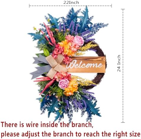 Welcome Sign Wreath for Front Door Decor