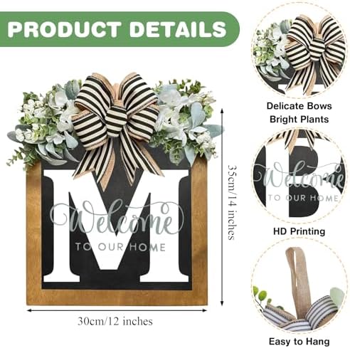 Foomegik 2025 Welcome Wreath for Front Door 14x12