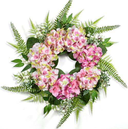 25 Inch Hydrangea Wreath for Front Door and Wall