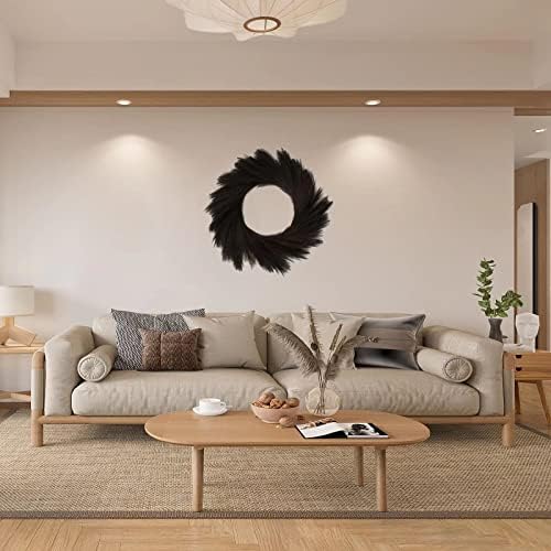 Black Faux Pampas Grass Wreath 24 for Front Door