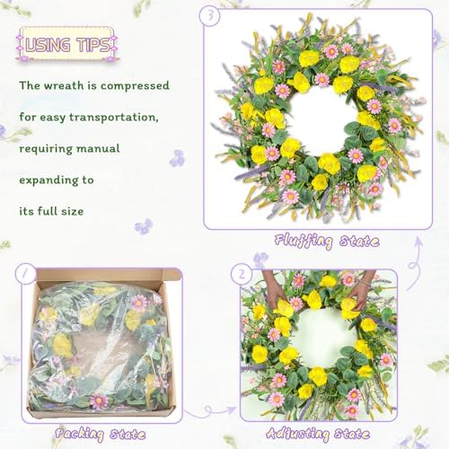 Zmtyykh 24 Inch Summer Wreath Door Decor