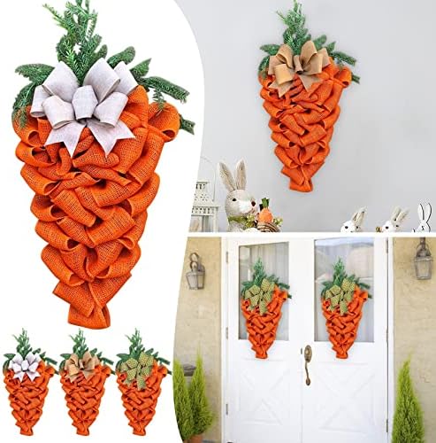 236 Inch Easter Carrot Wreath with Bow and Eucalyptus Leaves