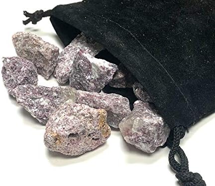 Rough Natural Lepidolite Stones with Velvet Bag - 1 Inch