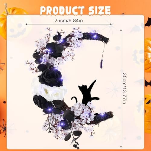 MyCoats 2025 Halloween Wreath Black Cat Door Decor