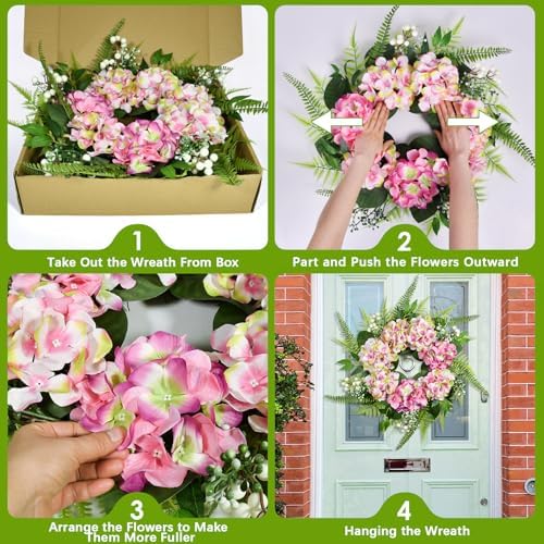 25 Inch Hydrangea Wreath for Front Door and Wall