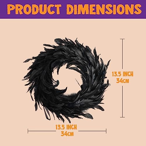 JOYIN 135 Inch Black Feather Halloween Wreath