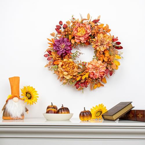 VioletEverGarden 22 Inch Autumn Wreath with 5 Colors