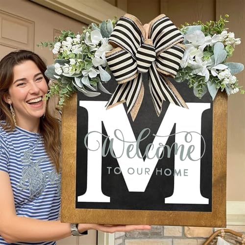 16 Inch Personalized M Letter Wooden Welcome Sign
