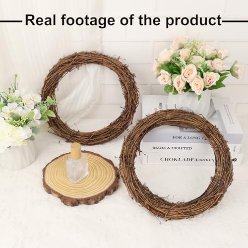 7pcs 10 Inch Natural Rattan Wreath for Home Decor