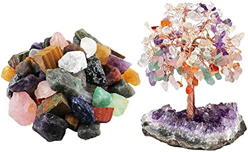 Mookaitedecor Bundle - 2 Items Raw Crystals Chakra Crystal Tree