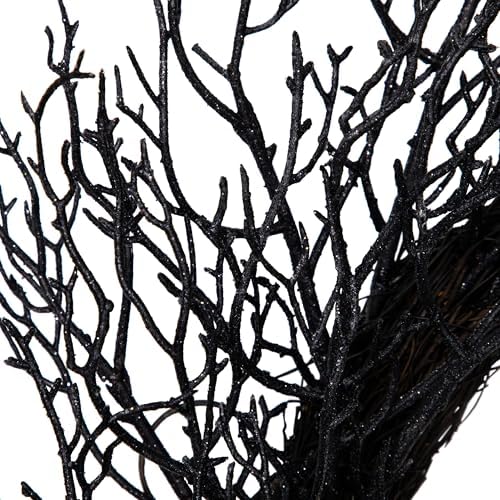 Northlight Glittered Twig Artificial Halloween Wreath 24 Inch Black