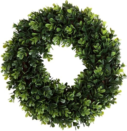 Pure Garden 12-Inch UV Resistant Boxwood Wreath for Front Door